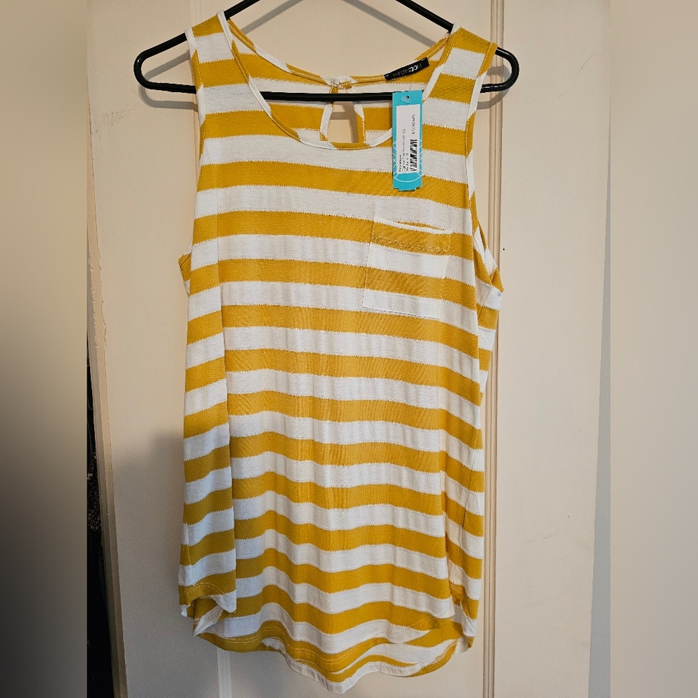 Papermoon Mustard and White Striped Top